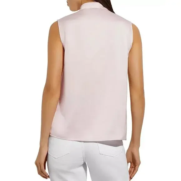 Misook Loop and Tie Sleeveless Blouse Pink Pullover Top Silky Size XL NEW - Picture 3 of 9